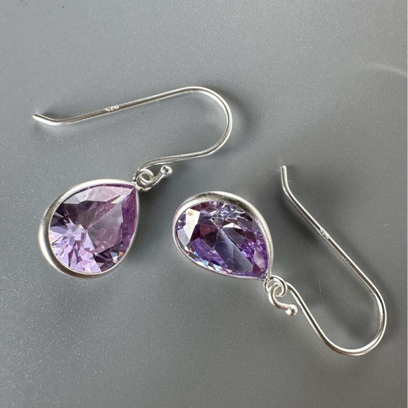 Sterling Silver Crystal Gemstone Drop Earrings - Picture 4 of 14